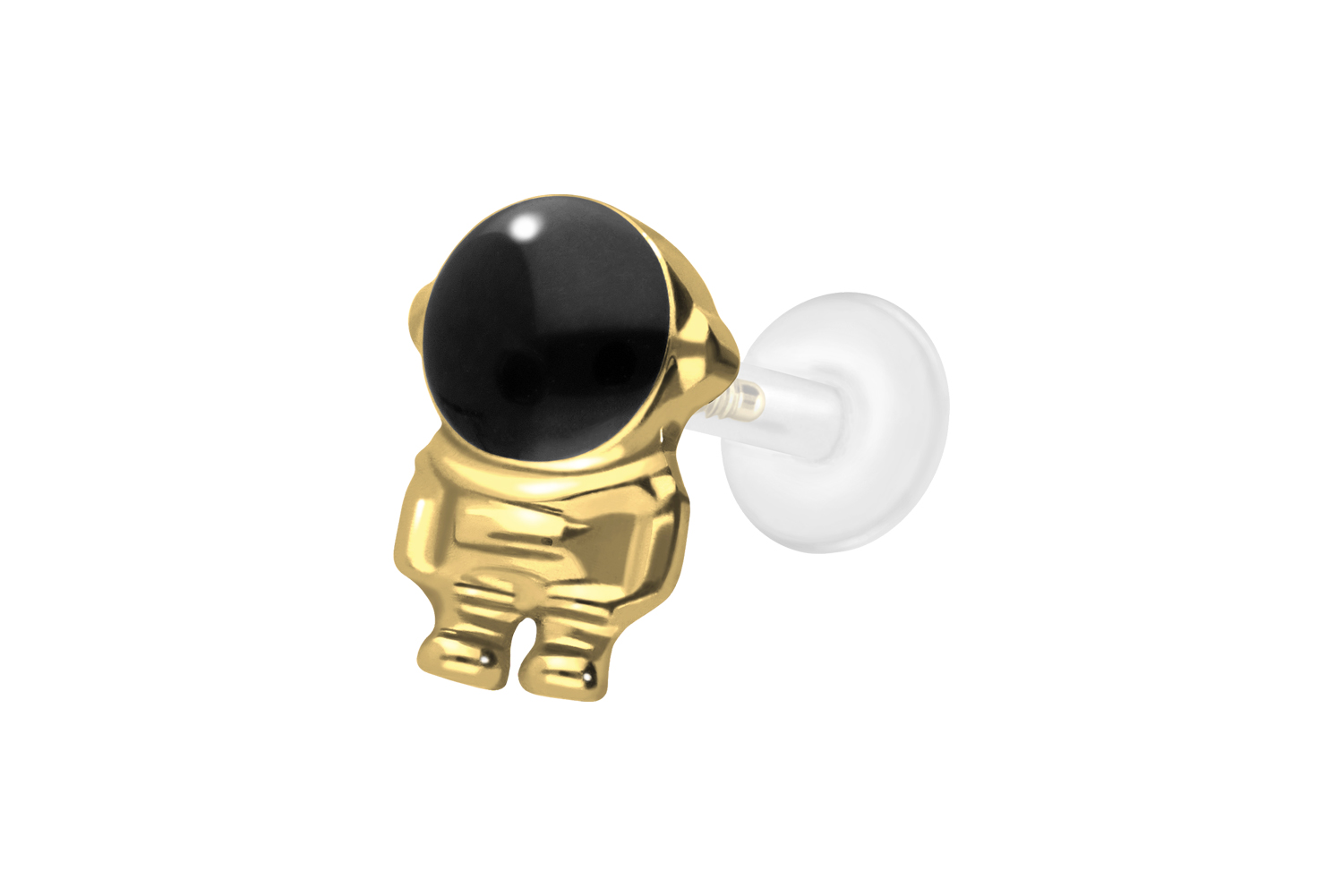 PTFE Labret Piercing mit Innengewinde + Titan-Aufsatz ASTRONAUT